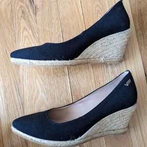 Viscata Roses Canvas U Cut Espadrille Wedges - Black - 7 US (38EU)